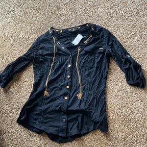bebe 3/4 mandy chain top